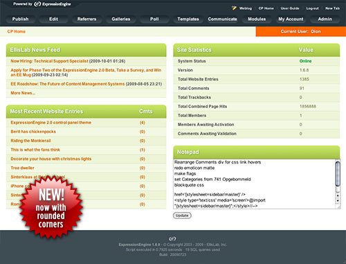 ExpressionEngine 2.0 control panel theme