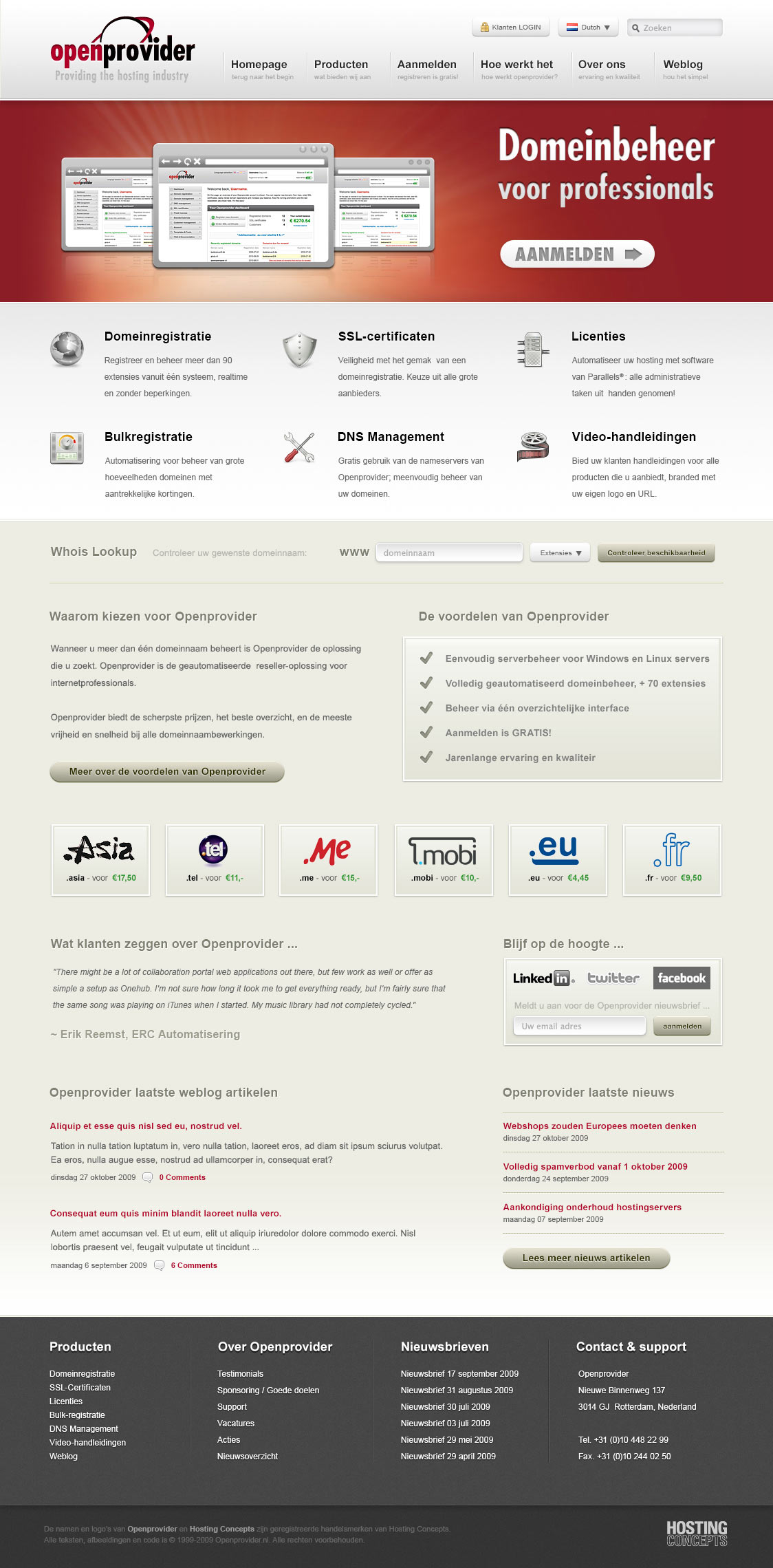 OpenProvider Homepage